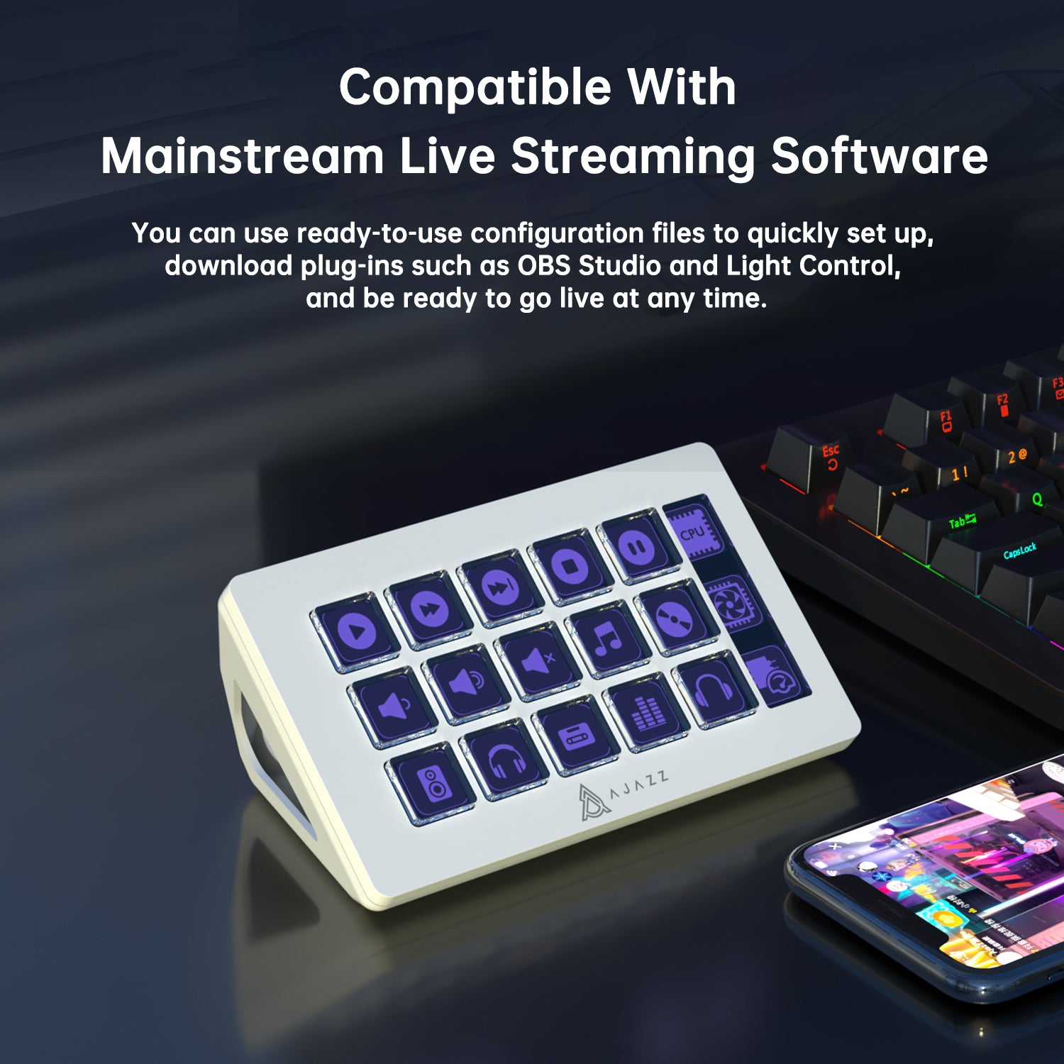 その他 AJAZZ stream deck 15 AJAZZ AKP153E Desktop Controller Console Panel With 15