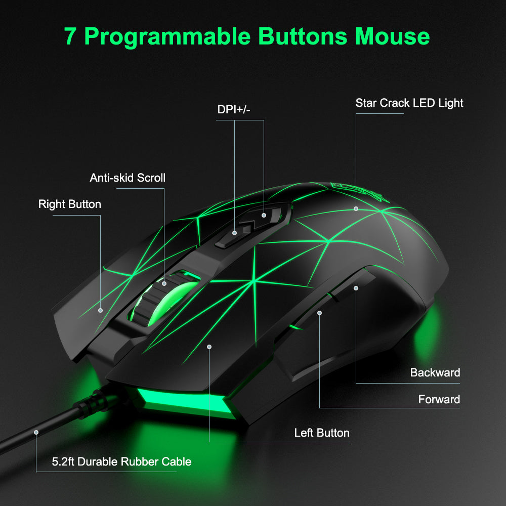 AJAZZ AJ52 Mouse 2500DPI ADNS-5050Gaming Chip 1000HZ Polling Rate