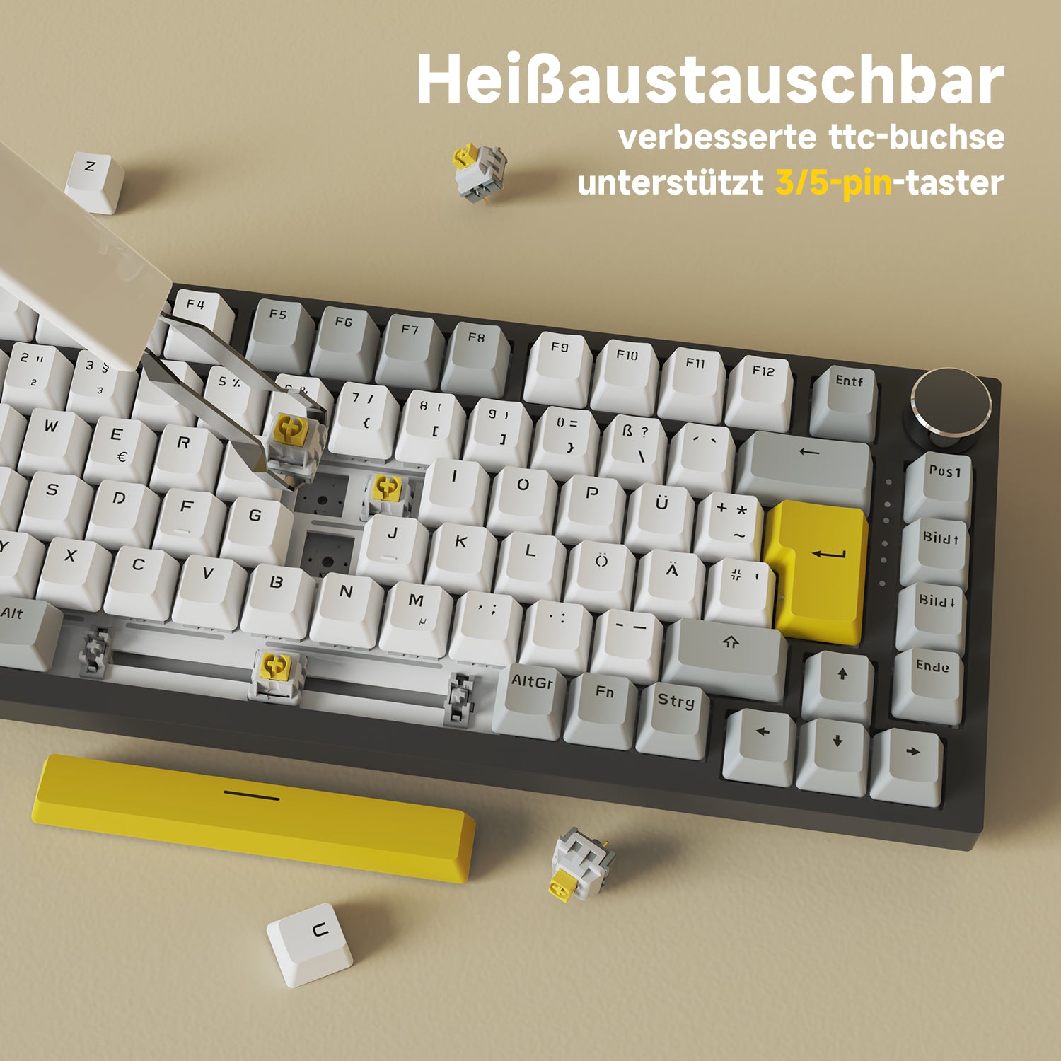 German version AJAZZ AK820 Mechanical Keyboard German keyboard ISO