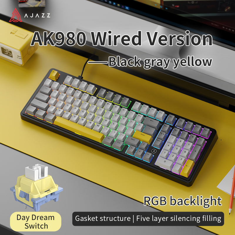 AJAZZ AK980 Wired Gaming mechanical keyboard RGB Hot-swappable