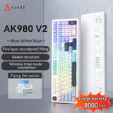 AJAZZ AK980 V2 Gaming Mechanical Keyboard 5000mAh/10000mAh Hot swappable Bluetooth/2.4G Wireless /Wired