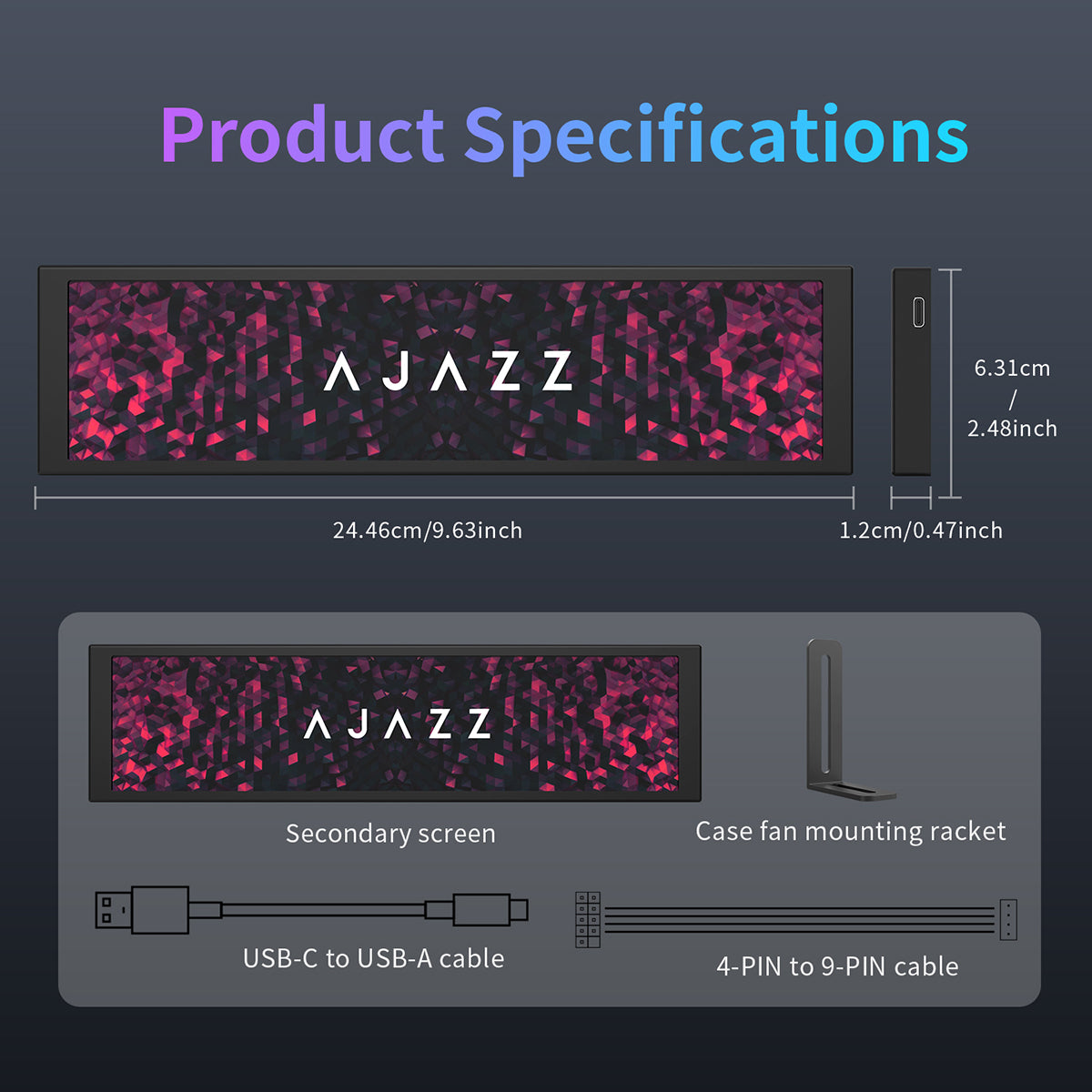 Ajazz AKP02 DIY Universal Secondary Screen 9.2 inches Supports