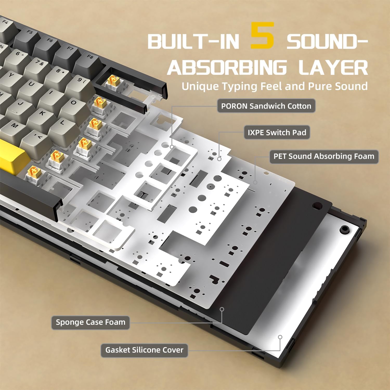 German version AJAZZ AK820 Mechanical Keyboard German keyboard ISO