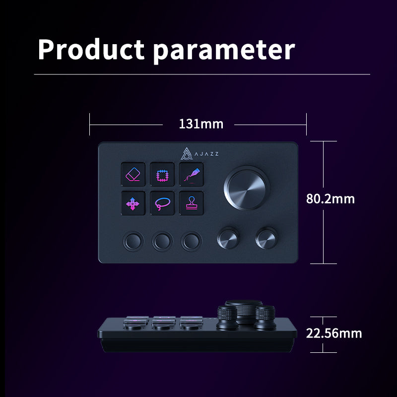 AJAZZ AKP03E マクロキーボード ディスプレイ AJAZZ AKP03E Desk Controller Programmable knob buttons, multi