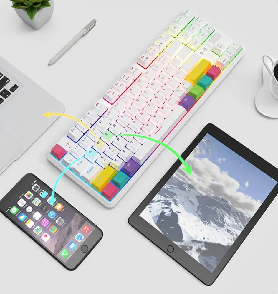 AJAZZ K870T Hot Swap Mechanical Keyboard Wireless Bluetooth Dual