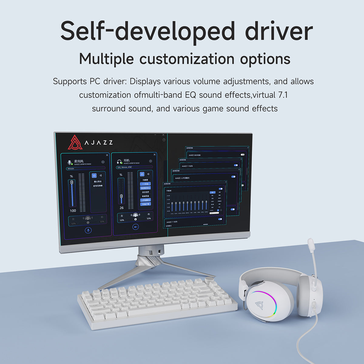 AO♡ AJAZZZ AHW10 Over-Ear Wired Gaming Headset Virtual 7.1 Surround