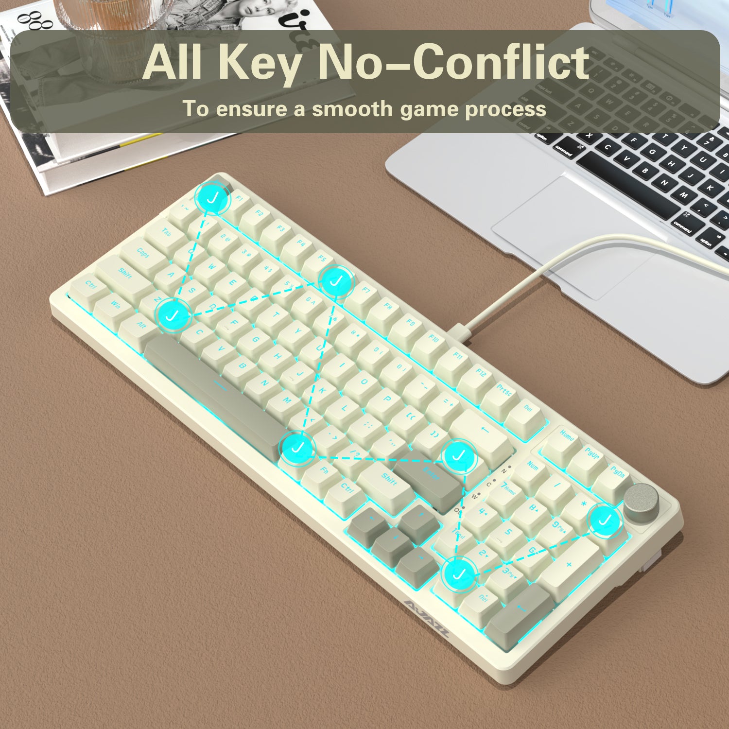 ※アギアギ※ AJAZZ AK992 Retro Wired Mechanical Keyboard, 98-Key Full Layout