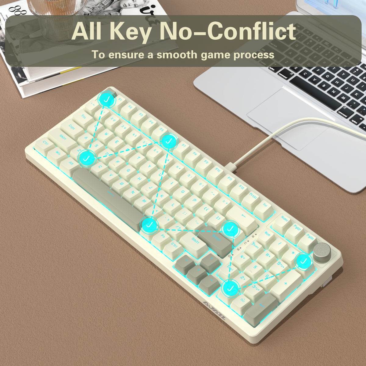 AJAZZ AK992 Retro Wired Mechanical Keyboard, 98-Key Full Layout, Hot ...
