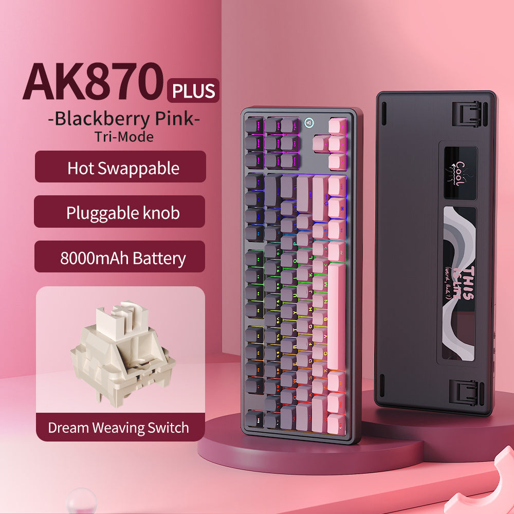 AK870 Plus Keyboard - Compact 87 Keys TKL Design with Hot-Swap