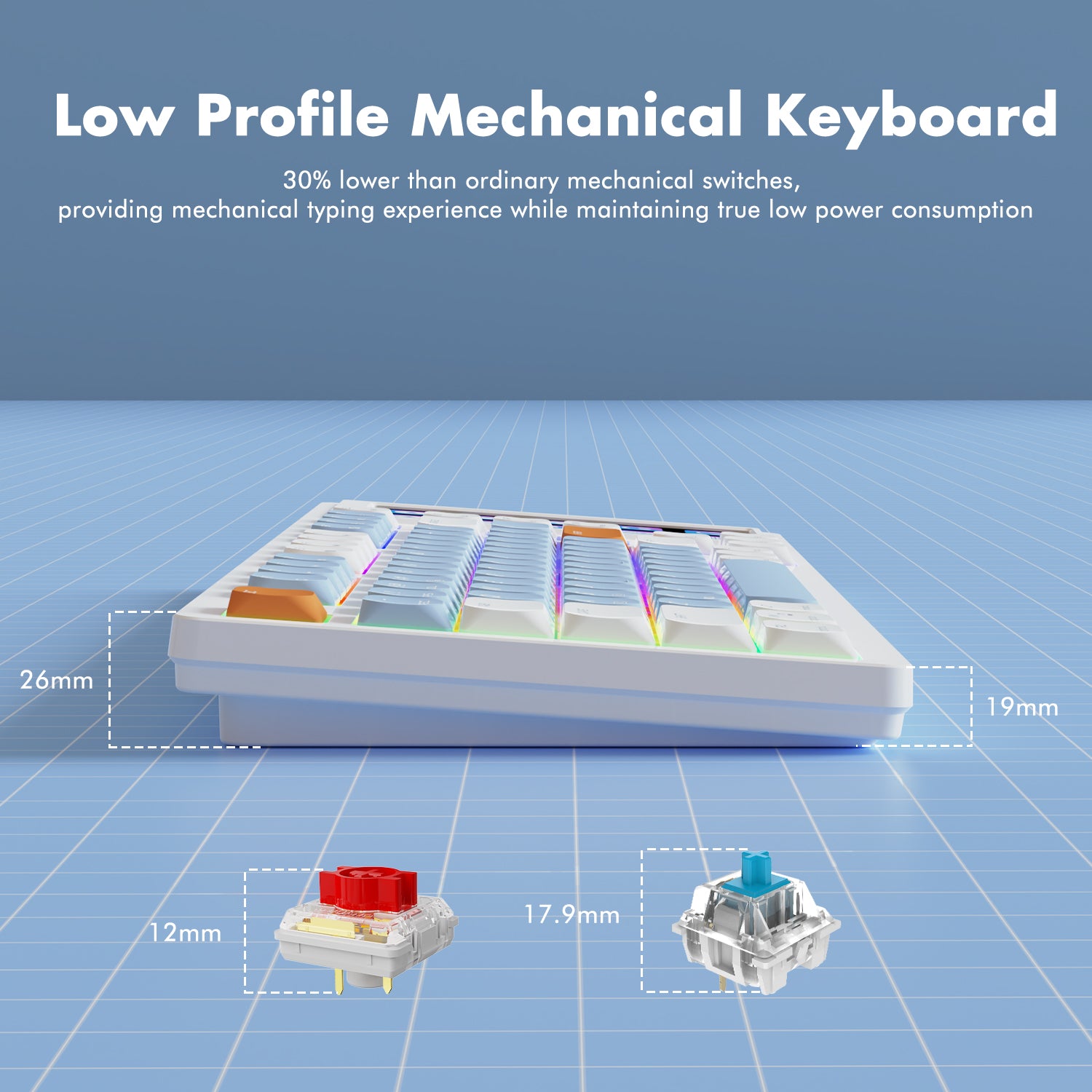 81 key Touch Screen Low Profile Mechanical Keyboard with 4.33inch