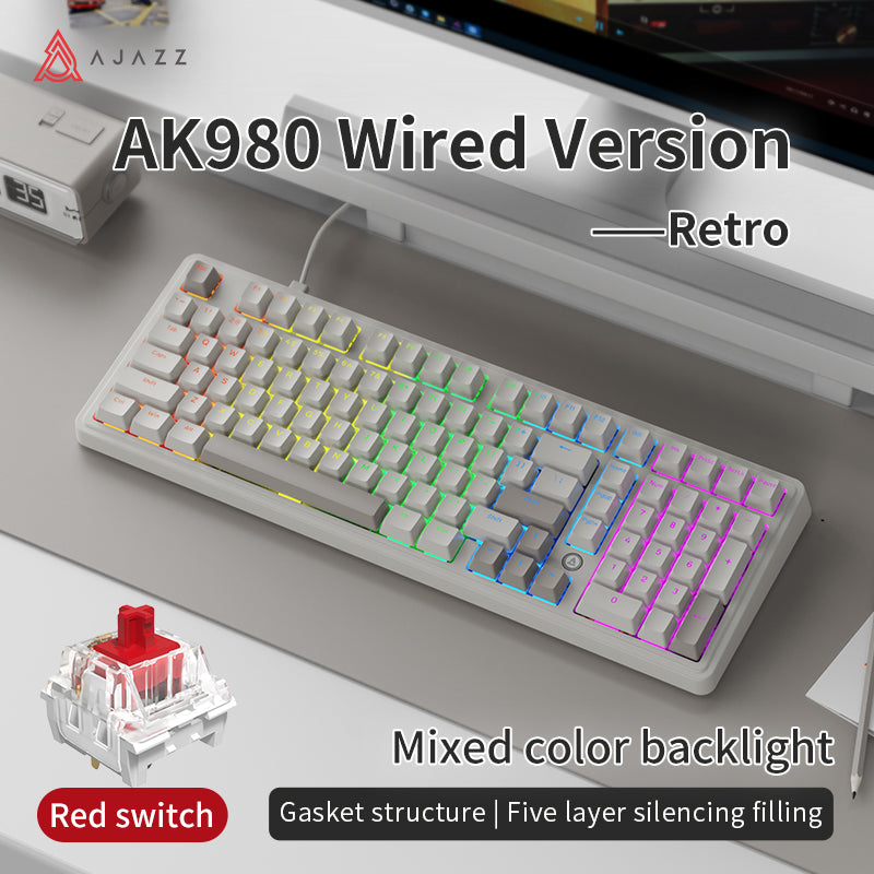 AJAZZ AK980 Wired Gaming mechanical keyboard RGB Hot-swappable