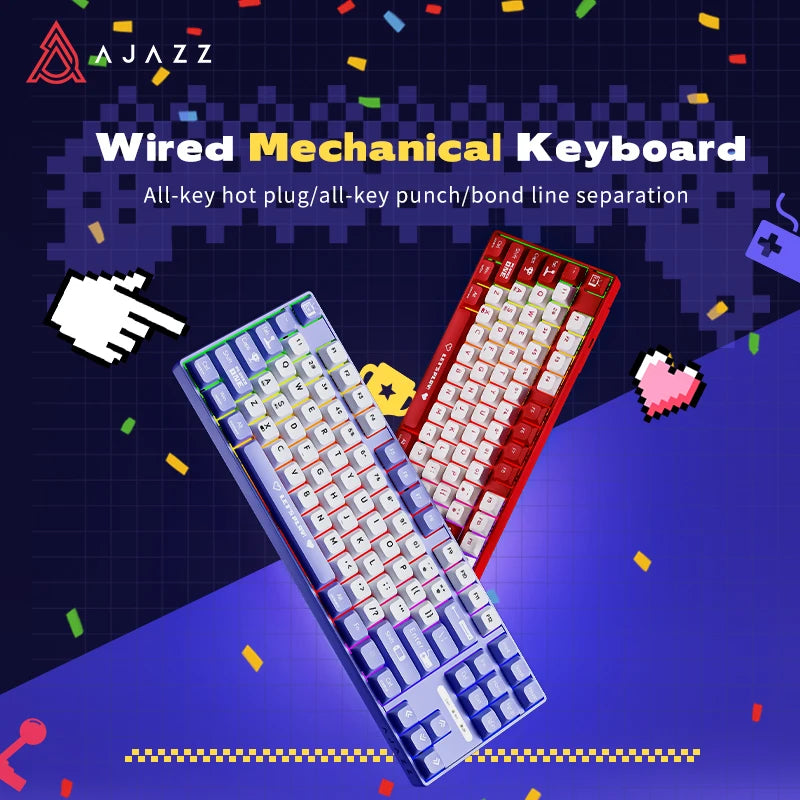 AJAZZ AK870MC Wired Mechanical Keyboard Satellite Axis 87 Key Hot AJAZZ AK870MC Wired Mechanical Keyboard Satellite Axis 87 Key Hot