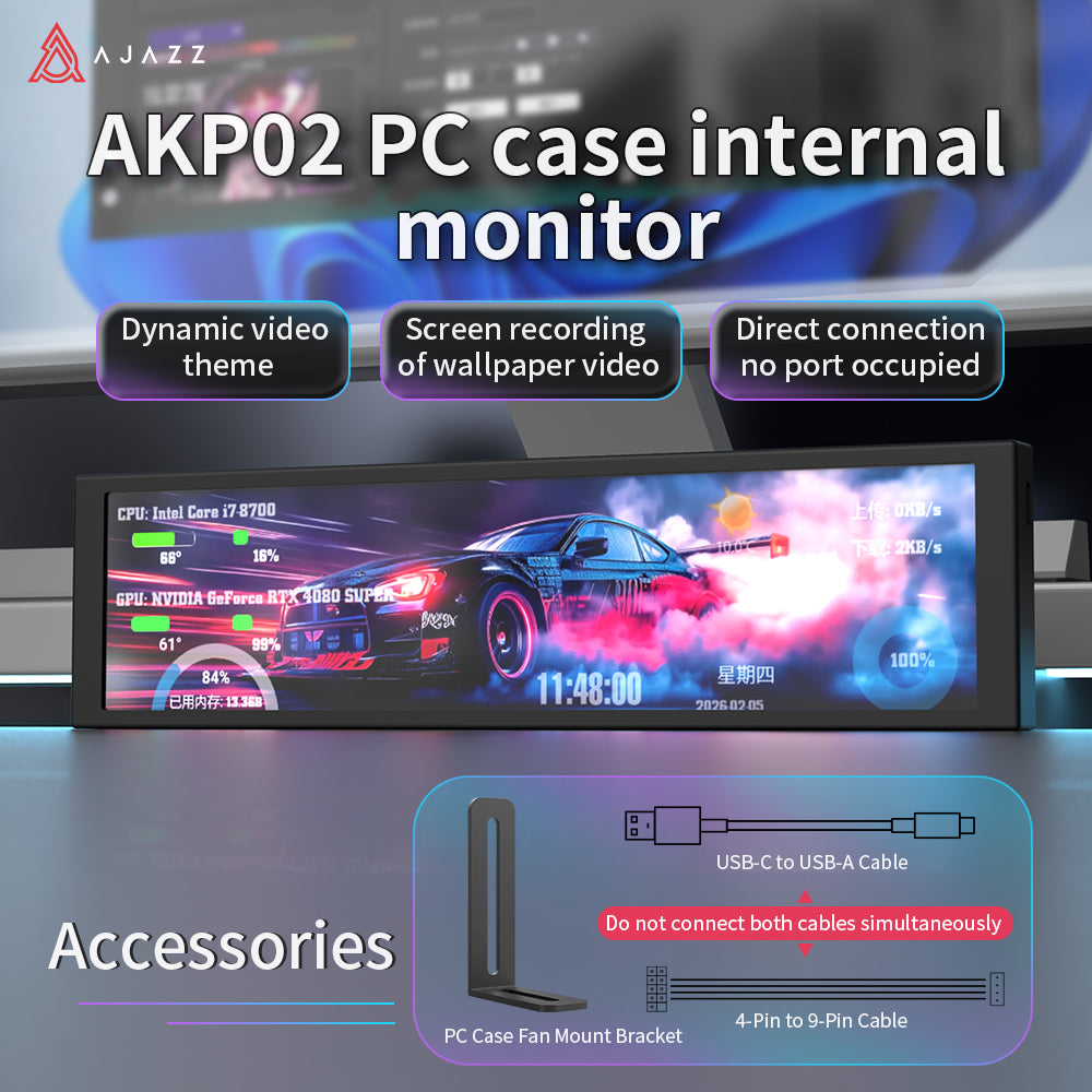 Ajazz AKP02 DIY Universal Secondary Screen 9.2 inches Supports