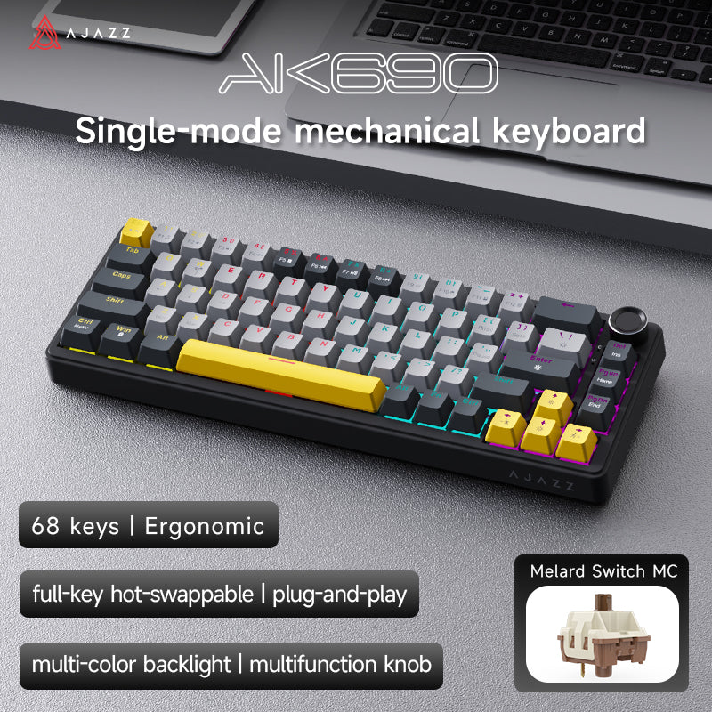 AJAZZ AK690 68-key mechanical keyboard with ergonomic design hot