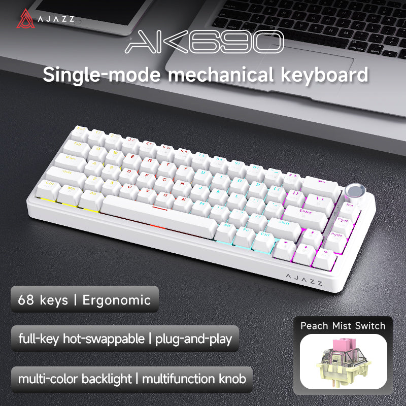 AJAZZ AK690 68-key mechanical keyboard with ergonomic design hot