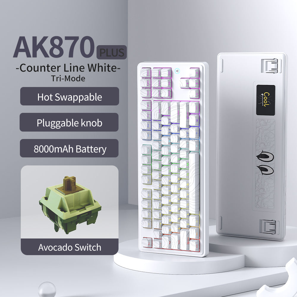 AK870 Plus Keyboard - Compact 87 Keys TKL Design with Hot-Swap