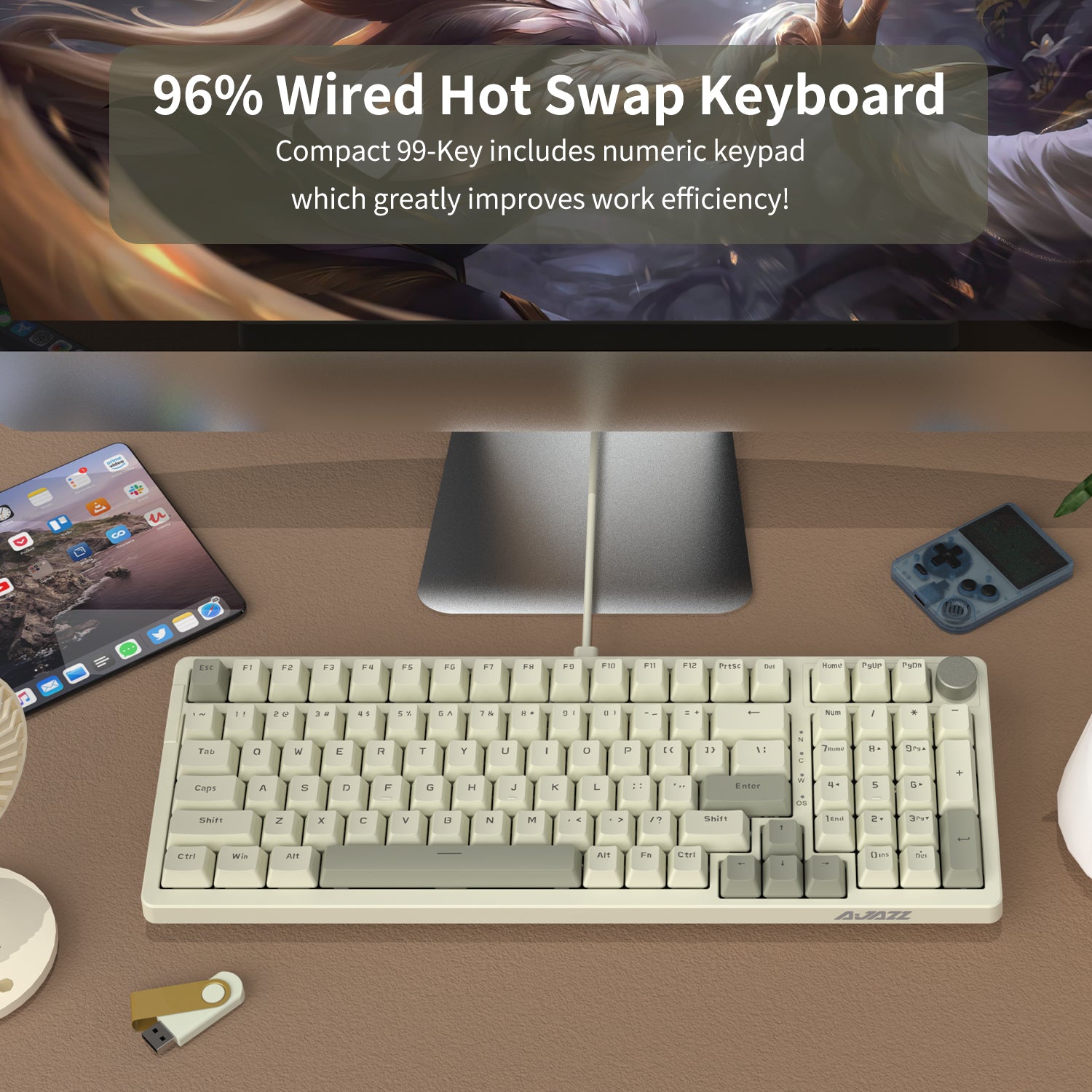 AJAZZ AK992 Retro Wired Mechanical Keyboard, 98-Key Full Layout AJAZZ AK992 Retro Wired Mechanical Keyboard, 98-Key Full Layout