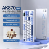 AJAZZ AK870 Plus Gaming Mechanical Keyboard 8000mAh TFT Screen Bluetooth/2.4G Wireless/Wired 5-layer Sound Triple Mode Dampening