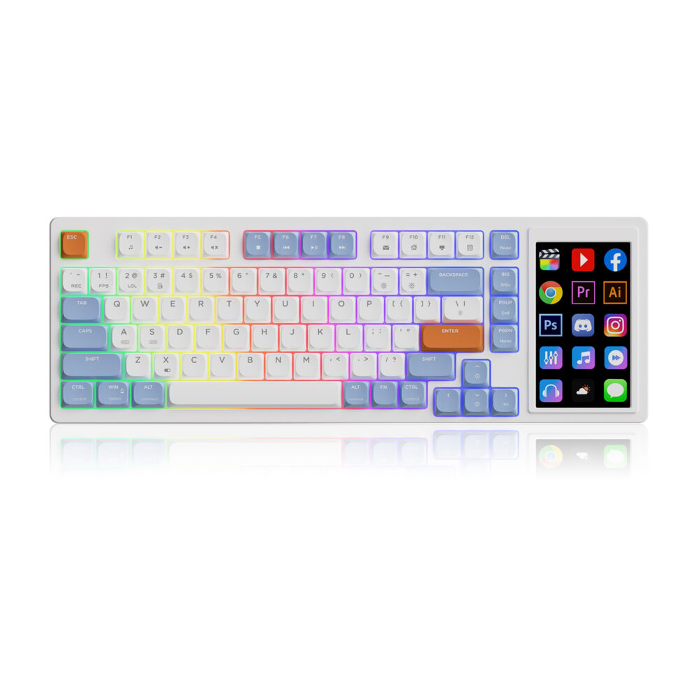 AJazz AKP815 Low Profile Mechanical Keyboard with 4.33inch Large Touch Screen
